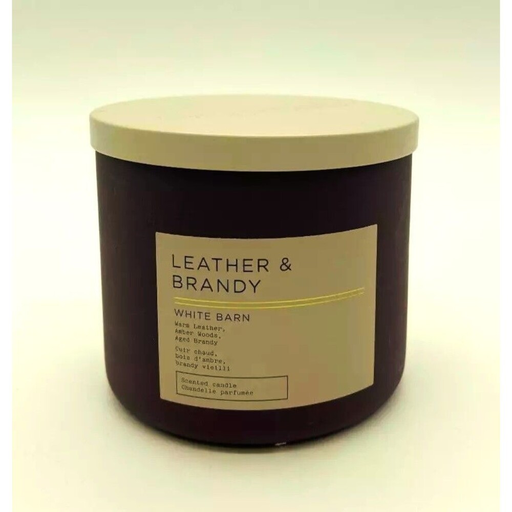 Bath & Body Works 3 Wick Candle LEATHER & BRANDY